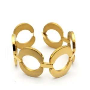  Gold Plated Circular Open Work Cuff Bracelet: Jewelry