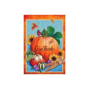   Give Thanks Thanksgiving Harvest Large Flag: Patio, Lawn & Garden