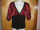 ALEX EVENINGS M SHIMMERING VALENTINES RED SATIN BLOUSE TOP SIZE M NWT