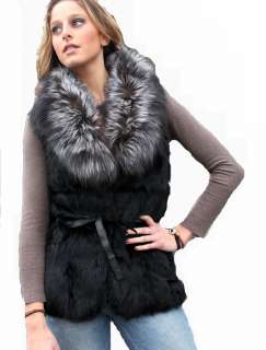   QUALITY Fur Leather VEST top GILET Pelliccia S/L/XL Black Grey  
