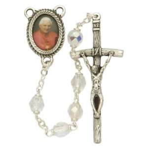  Crystal Beads and Pope Benedict Photo Center Rosary Womens Rosaries 