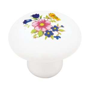   P95713C WF C 1 3/8 Inch Ceramic Flower Round Knob