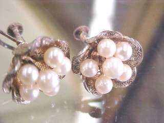 Vintage screw on 12 saltwater pearl sterling earrings  