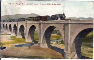 SALT LAKE BRIDGE, RIVERSIDE, CA USED POSTCARD (1908)  