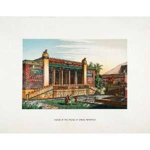 1904 Chromolithograph Palace Darius Persepolis Iran Bas Relief Persia 