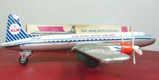 1960 DAIYA JAPAN FRICTION TIN TOY AIRPLANE DC 7C KLM ROYAL DUTCH 