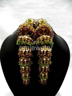 Victorian Style pearl Kundan GP Polki Earring Fashion Bridal Kuchi 