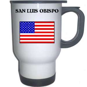 US Flag   San Luis Obispo, California (CA) White Stainless Steel Mug