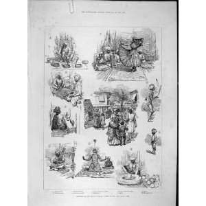   1885 Sketches Indian Village Albert Palace Battersea