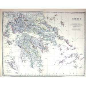   Map C1877 Greece Corcyra Zante Thira Andros Kephalonia
