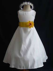 2012 CO5 Ivory Yellow Flower girl wedding dress SIZE 1 2 4 6 8 10 12 