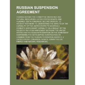 Russian Suspension Agreement hearing before the Committee on Energy 