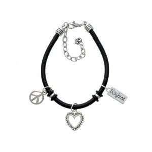  Delighted Rectangle   Black Peace Love Charm Bracelet 