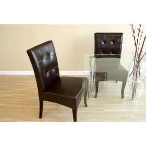  Baxton Studio Leather Dining Chair in Dark Brown   Set of 