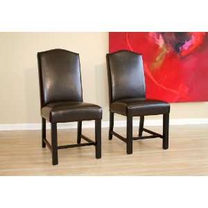    Set of 2 Classic Design Dark Brown Leather Chairs: Home & Kitchen