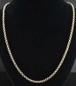 14K Yellow Gold Rolo Cable 4mm Link Polished Chain Necklace 30  