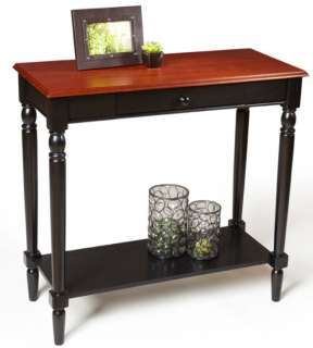 French Country Cherry/Black Wood Foyer Entry Hall Table 095285409341 