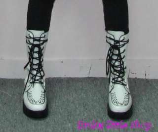 Punk Rock Emo Gothic white motorcycle boots EUR 35 45  