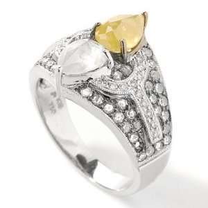   White Gold 2.44ct Yellow & White Rough Diamond Size 6 Ring Jewelry