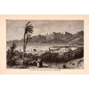  1875 Wood Engraving Beirut Lebanon Mediterranean City 