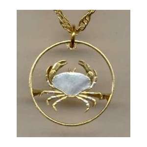   : Beautifully Cut out & 2 toned Guernsey Crab   coin Necklace: Beauty