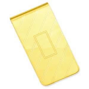 Gold Plated Etched Diagonal Line Money Clip Kelly Waters 