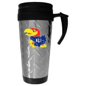 Kansas Jayhawks NCAA Diamond Plate Travel Mug:  Sports 
