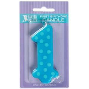  Polka Dot Blue First 1st Birthday Candle Toys & Games