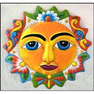  Face of Sun Wall Hanging   Painted Metal Décor   24 x 24 