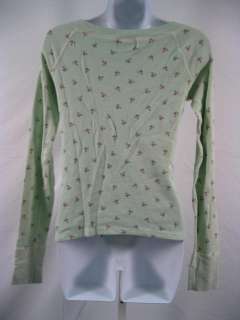 JUICY COUTURE Mint Pattern Waffle Boat Neck Top Sz L  