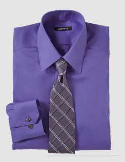Claiborne Mens Tonal Stripe Dress Shirt Purple Slim Fit Long Sleeve 