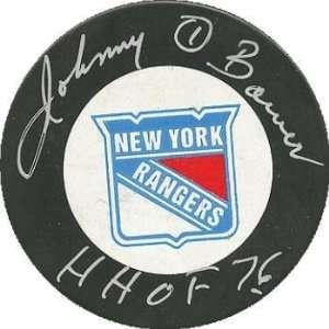  Johnny Bower Autographed Hockey Puck (New York Rangers 