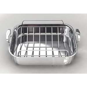   With Stainless Steel Roasting Rack   16.75 Inch: Kitchen & Dining