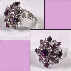  Extravagant Large Purple Flower Adjustable Ring 