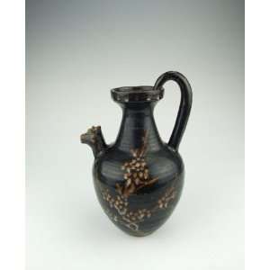 Jizhou Ware Black Glaze Porcelain Wine Pot, Chinese Antique Porcelain 
