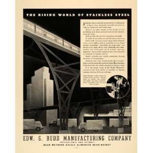  1936 Ad Edw G Budd Manufacturing Stainless Steel Alloy 
