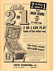 in 1 original pinball flyer bally 2 player 1964 promo brochure ad 