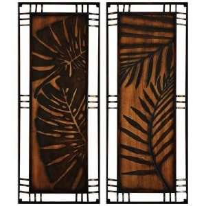  Bold Leaf Wood and Metal Wall Art Panels