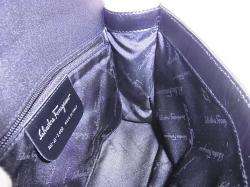 Authentic Salvatore Ferragamo Hand bag Clutch Black Made in Italy 