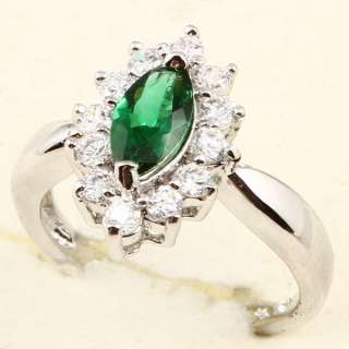 5x7mm MARQUISE CUT GREEN EMERALD RING  