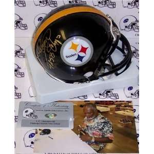  LC Greenwood Autographed/Hand Signed Steelers Mini Helmet 
