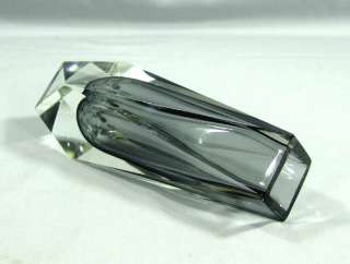   MURANO ART FACETED CRYSTAL GLASS SMOKY GRAY GEOMETRIC VASE  