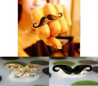 Fashion Ladys Adjustable Handlebar Moustache Double 2 Finger Gold 