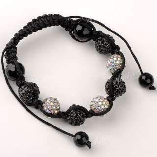   Crystal Disco Hip Hop Ball Beads Bracelet Macrame Mens Fashion Adjust