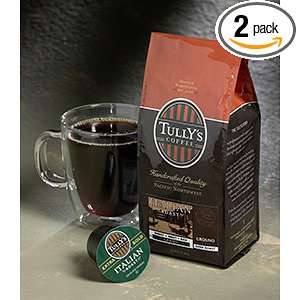 Tullys Coffee Italian Roast, Ground, 12 Ounce Bags (Pack of 2 