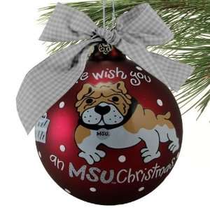Mississippi State Bulldogs Maroon We Wish You Christmas Ornament 