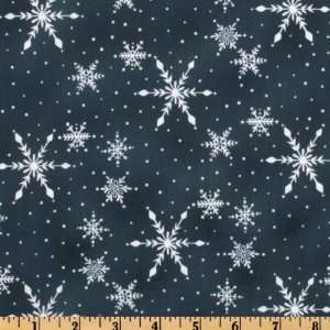  44 Wide Snow Days Snowflakes Navy Fabric By The Yard 