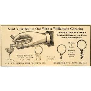  1920 Ad C. T. Williamson Products Cork Ring Corkscrew 
