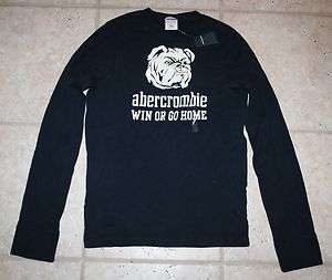  Abercrombie Boys Large Size 12 Long Sleeve Muscle Fit Bull Dog T Shirt