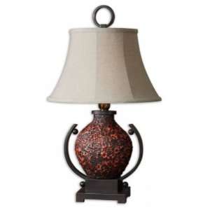   Textured Ceramic Lamp with Molten Lava Glaze